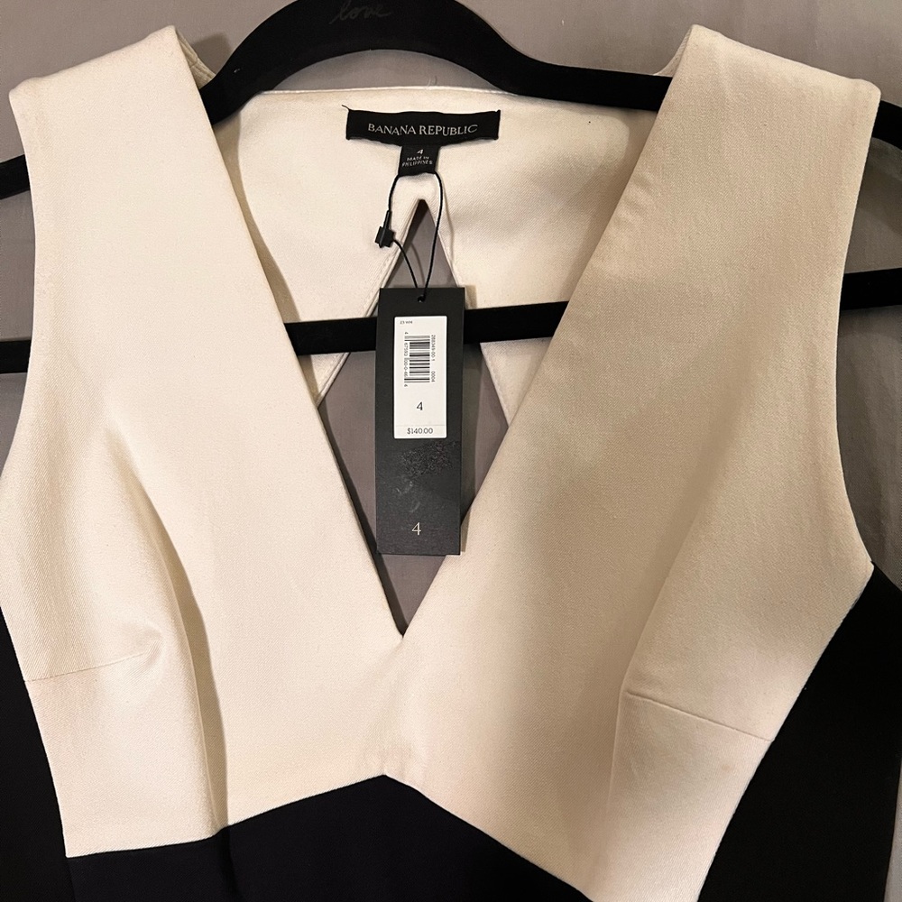 Banana Republic black blue and white dress